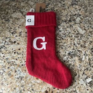 Red Target Knit Christmas Stocking with White Initial G